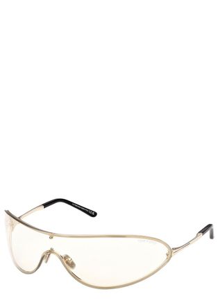 Tom Ford Brady Wrap-around Mask Sunglasses - Gold - One Size