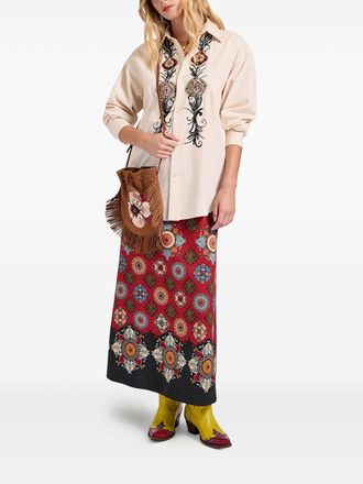 La DoubleJ Schoudertas verfraaid met pailletten en franje - Bruin