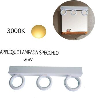 Trade Shop Trade Shop Traesio - Trade Shop - Applique Lampada Moderno Da Parete Muro Specchio 26w Bagno 135 Led 2835 Smd Luce