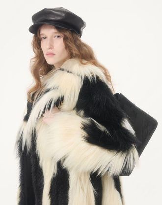 Valentino Cappotto In Shearling Donna NERO/AVORIO 44
