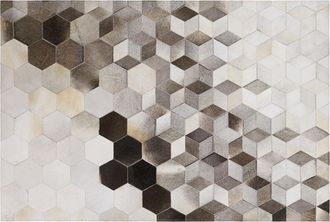 Beliani Beliani - Alfombra De Piel De Vaca Gris 160 X 230 Cm Estilo Patchwork Patr&oacute;n Geom&eacute;trico Sason