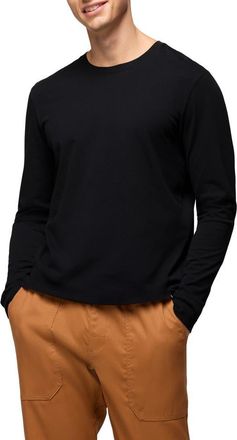 Prana Everyday Long Sleeve Regenerative Organic Cotton T-Shirt in Black at Nordstrom, Size X-Large