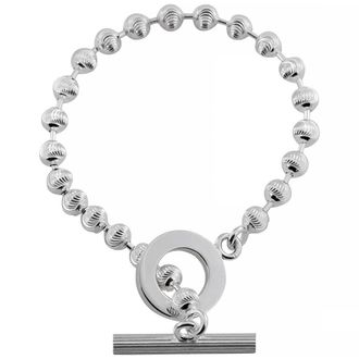 Gucci Boule Sterling Silver Stripe Beaded Chain Bracelet