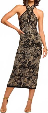 Ramy Brook Candace Knit Halter Midi Dress In Black / Gold