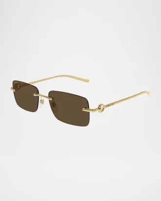 Gucci Men & apos;s GG1703SM Rimless Rectangle Sunglasses