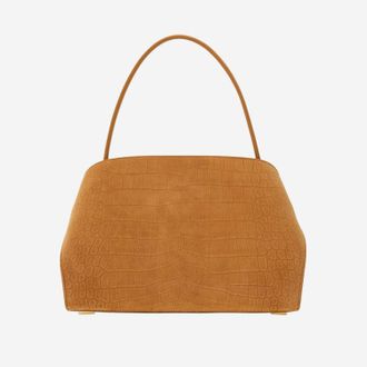 Ferragamo Womens Shoulder Bag Brown Suede Leather