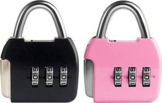 No Brand Mini Candado De Combinaci&oacute;n De 2 Piezas - 3 D&iacute;gitos, Para Maleta, Mochila, Agenda (negro + Rosa)