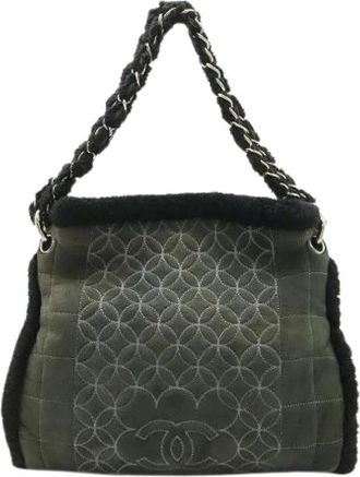 Chanel Pre-owned Coco Mark Leren Schoudertas - Dames - Vintage Schoudertas - Grijs - ONE Size - Leer - Vintage
