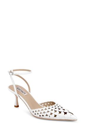 Badgley Mischka Omelia Ankle Strap Pump in White Patent at Nordstrom, Size 8.5