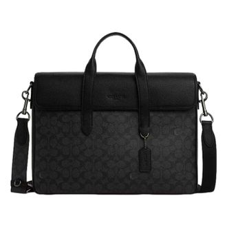 Coach Sullivan Portfolio Brief In Signature Canvas Black CZ402-QBMI5