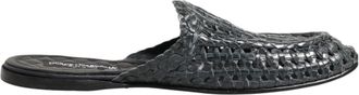 Dolce & Gabbana Blue Woven Slides MULES Men Sandals Mens Shoes (Pre-Owned)