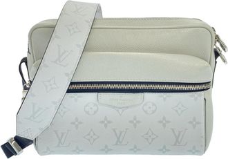 Louis Vuitton Taigarama Silver Coated Canvas Leather Shoulder Bag (Pre-Owned)