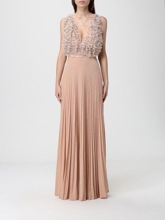 Elisabetta Franchi Abito lungo in tulle e jersey con cristalli Elisabetta Franchi