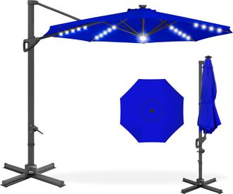 Best Choice Products 10ft 360-Degree Solar LED Lit Cantilever Patio Umbrella, Outdoor Hanging Shade