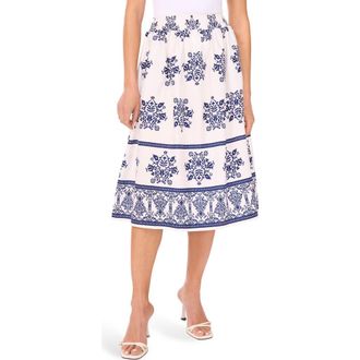 CeCe by Cynthia Steffe Embroidered Medallion Cotton Skirt in Classic Navy at Nordstrom Rack, Size X-Large