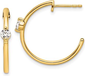 Diamond2Deal 14k Yellow Gold 1/4 ct Lab Grown Diamond Hoop Earrings VS Clarity, G-H Color