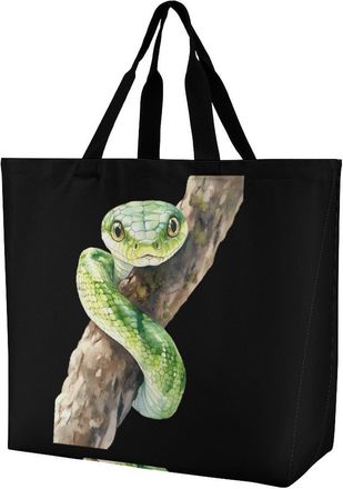 Generic Snake Large Reusable Shopping Bag Lightweight Foldable Tote Bags Washable Shoulder Handbag