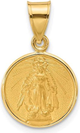 Diamond2Deal 14k Yellow Gold Polished and Satin Solid Miraculous Mary Plain Back Medal