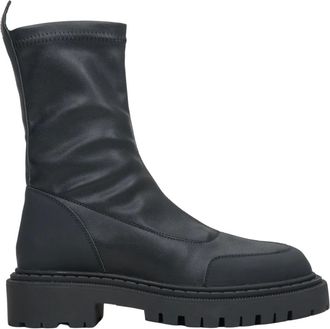 Estro & Luminara Schoenen, Dames, Zwart, 38 EU, Leer, Instappers Enkellaarsjes