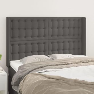 vidaXL Cabecero Con Orejas Cuero Sint&eacute;tico Gris 147x16x118/128cm Vidaxl