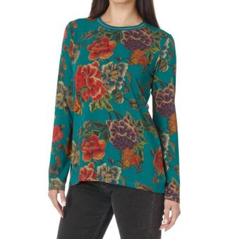 Johnny Was The Janie Favorite Long Sleeve Crew Neck Tee In Zinnia