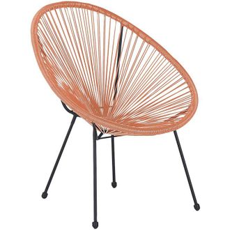 Beliani Beliani - Sedia Giardino Rattan pe a Raggi Arancione Resistente Agenti Atmosferici Acapulco