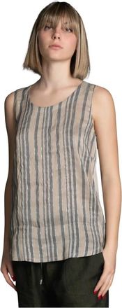 Le Tricot Perugia Sleeveless Tops - Dames - Tops zonder mouwen - Grijs - M - Linnen - Tops