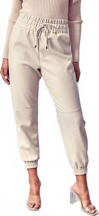 DO+BE Collection Smocked Waist Pu Pants In Ecru