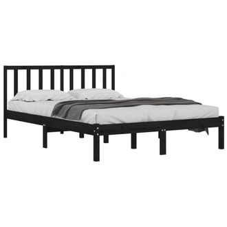 Berkfield Home Beautiful Bed Frame Black Solid Wood Pine 200x200 cm