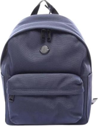 Moncler Pre-owned NEW Pierrick nylon lederen rugzak - Heren - Vintage Rugzakken - Blauw - ONE Size - Nylon - Vintage