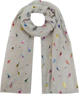 World of Shawls Giraffe Animal Print Womens Scarf Shawl Wrap By World of Scarfs (Glitter Giraffe Light Silver)
