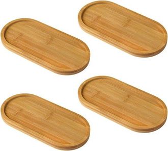 No Brand 4 Bandejas De Madera Para Servir, Bandeja Decorativa, Posavasos De Madera, Bandeja Ovalada, Para Mesa De Comedor, Decoraci&oacute;n, Bandeja De Caf&eacute;, Bandeja