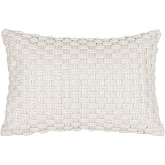 Foreside Home And Garden Knotted Filled Lumbar Pillow, 16 x 24 White at Nordstrom, Size Medium