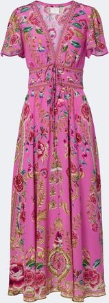 Camilla Embellished floral silk midi dress