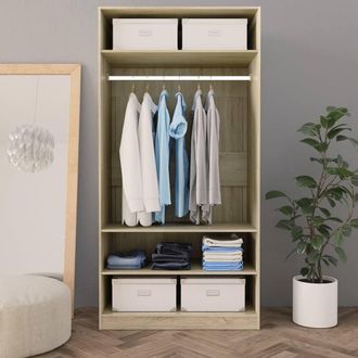 Berkfield Home Wardrobe Sonoma Oak 100x50x200 cm Engineered Wood in Light Tan | Size: 100 x 50 x 200 cm