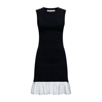 Silvian Heach Mouwloze jurk met contrasterende ruches - Dames - Korte kleedjes - Zwart - L - Polyester - Kleedjes