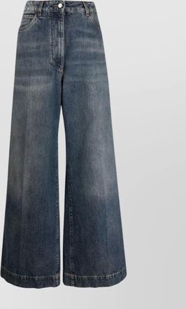 Etro wide leg cotton jeans with embroidered detail