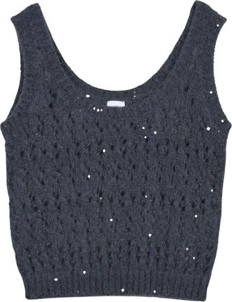 Eleventy Traforato Top - Dames - Tops zonder mouwen - Grijs - S - Wol - Tops
