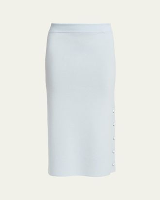 Jil Sander Button-Hem Wool Knit Midi Skirt