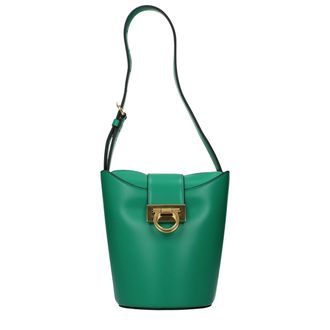 Ferragamo Green Leather Shoulder Womens Bag