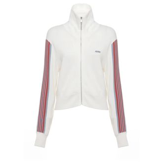 Autry Zip-throughs, female, White, Size: M Striped-detail Zip-fastening Sweatshirt