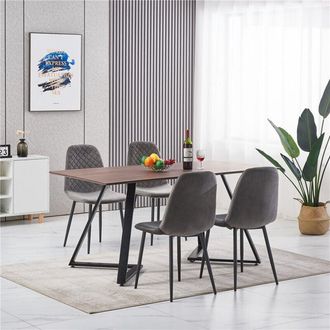 Ainpecca Ainpecca - new 150CM mdf dining table and 4 chairs set wood table top metal chair leg,grey