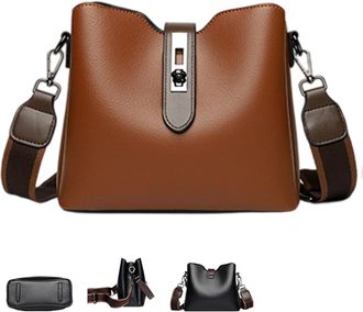 Generic Three Straps Bucket Bag for Women,Stylish Crossbody & Shoulder Bag,PU Leather shoulder handbags Adjustable Strap ( D,Regular)