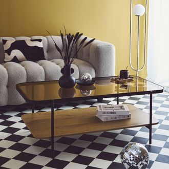 Sweeek Vintage Coffee Table With Black Metal & Wood Effect in Light Brown