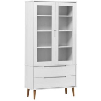 vidaXL Vidaxl - Vitrine Cabinet molde White 90x35x175 cm Solid Wood Pine