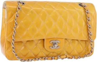 Chanel Pre-owned Vintage Patent Shoulder Bag - Dames - Vintage Schoudertas - Geel - ONE Size - Leer - Vintage