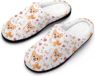 Generic Cartoon Corgi Mens Slippers Comfortable And Non-slip Cotton Slipper Shoe for House