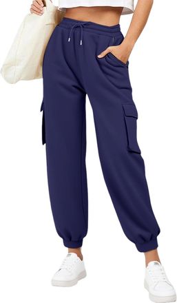 Generic Sweatpants Womens Elastic High Waisted Joggers Plain Drawstring Tracksuit Bottoms Baggy Ankle Cuffed Jogging Pants Cargo Trousers Combat Pants With Mu