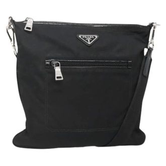 Prada Pre-owned Cross Body Bags, female, Black, Size: ONE SIZE Pre-owned Nylon Cross Body Bag