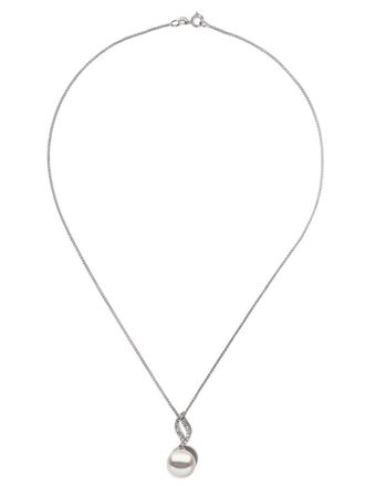 Yoko London Collana con pendente Classic in oro bianco 18kt con diamanti e perle dei Mari del Sud - Argento